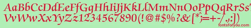 Czcionka ZabriskiescriptDemiRegular – czerwone czcionki na zielonym tle