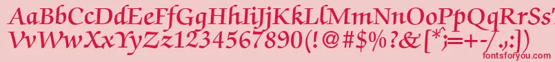 ZabriskiescriptDemiRegular Font – Red Fonts on Pink Background