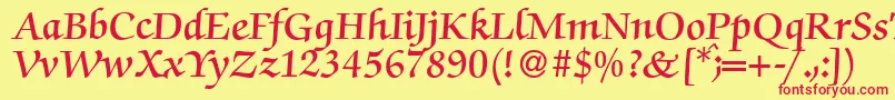Шрифт ZabriskiescriptDemiRegular – красные шрифты на жёлтом фоне