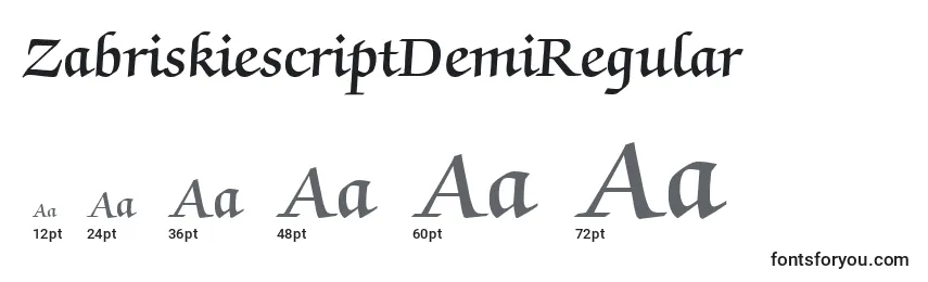 ZabriskiescriptDemiRegular Font Sizes