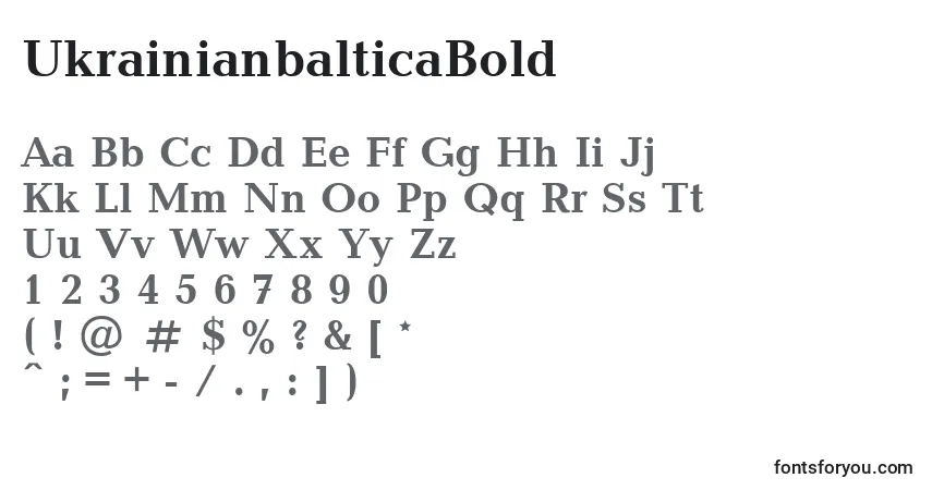 Czcionka UkrainianbalticaBold – alfabet, cyfry, specjalne znaki