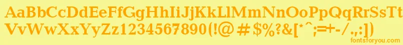 フォントUkrainianbalticaBold – オレンジの文字が黄色の背景にあります。