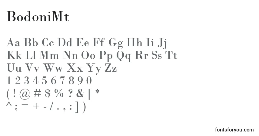 Шрифт BodoniMt – алфавит, цифры, специальные символы