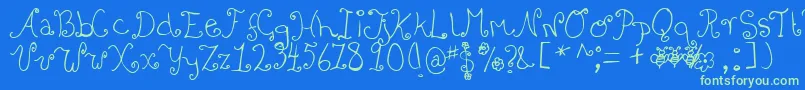 Bizzy Font – Green Fonts on Blue Background