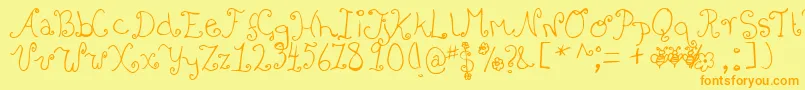 Bizzy Font – Orange Fonts on Yellow Background