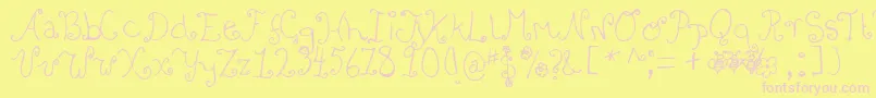 Bizzy Font – Pink Fonts on Yellow Background
