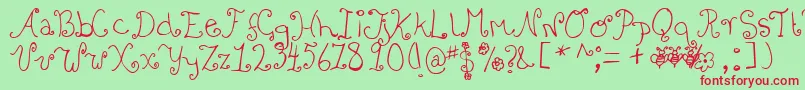 Bizzy Font – Red Fonts on Green Background