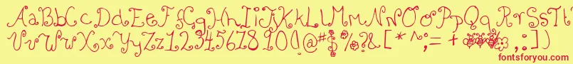 Bizzy Font – Red Fonts on Yellow Background