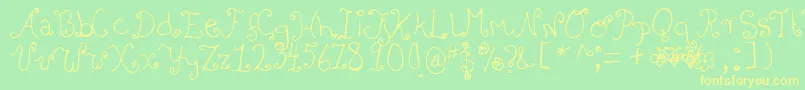 Więcej informacji o czcionce Bizzy Czcionka Bizzy – żółte czcionki na zielonym tle