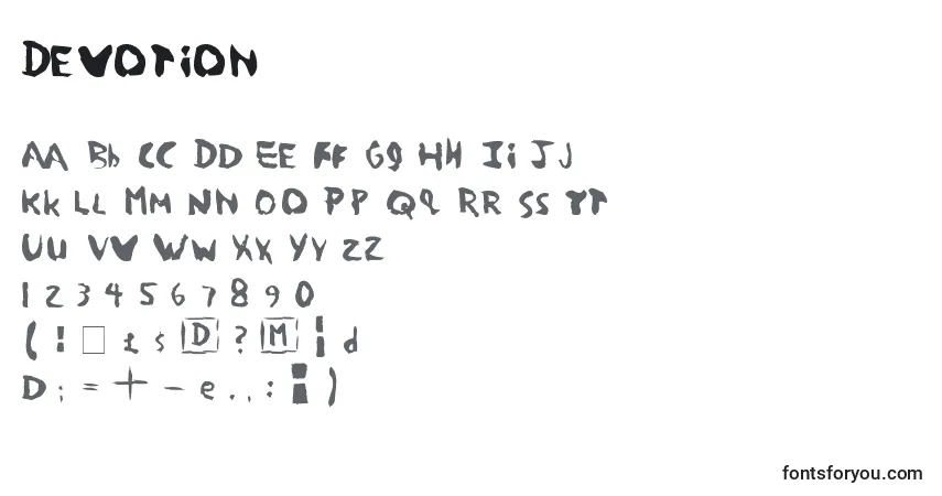 Fuente Devotion - alfabeto, números, caracteres especiales