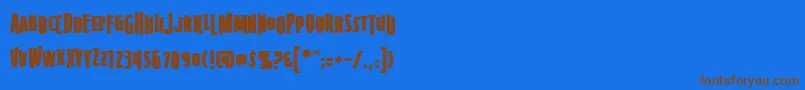 フォントFirepower – 茶色の文字が青い背景にあります。