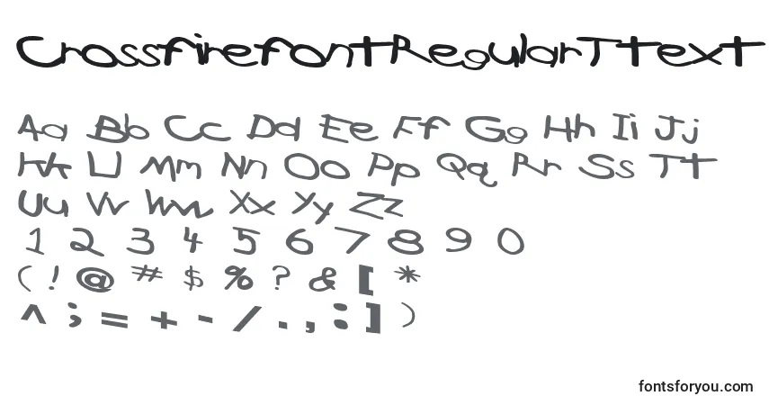 A fonte CrossfirefontRegularTtext – alfabeto, números, caracteres especiais