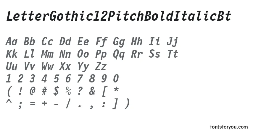 Czcionka LetterGothic12PitchBoldItalicBt – alfabet, cyfry, specjalne znaki