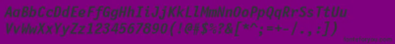 LetterGothic12PitchBoldItalicBt-fontti – mustat fontit violetilla taustalla