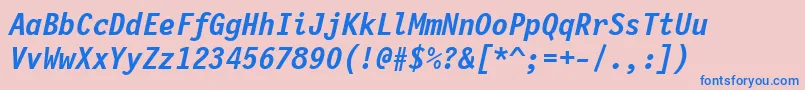 フォントLetterGothic12PitchBoldItalicBt – ピンクの背景に青い文字
