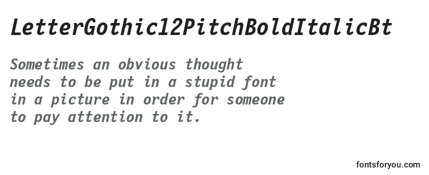 Przegląd czcionki LetterGothic12PitchBoldItalicBt