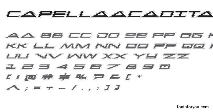 Czcionka Capellaacadital – alfabet, cyfry, specjalne znaki
