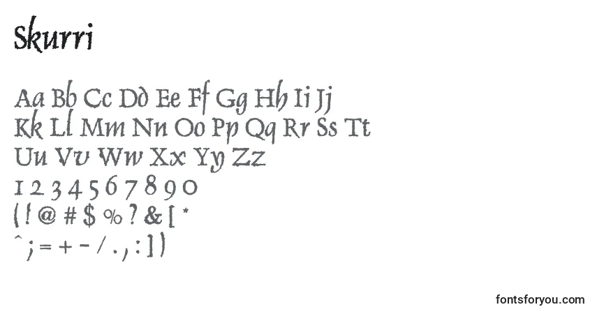 Skurri-fontti – aakkoset, numerot, erikoismerkit