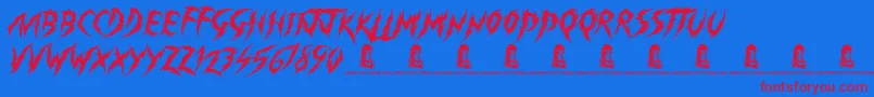 MinimumLoss Font – Red Fonts on Blue Background