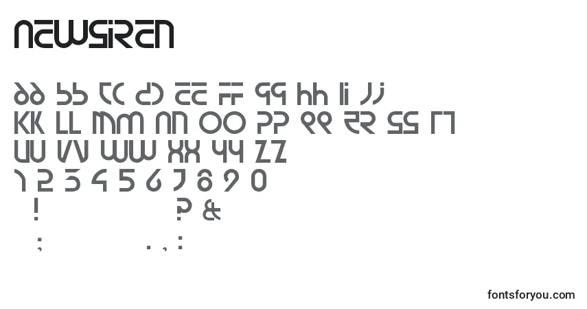 Czcionka Newsiren – alfabet, cyfry, specjalne znaki