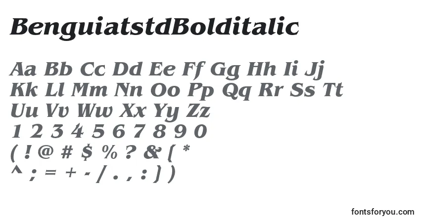 Czcionka BenguiatstdBolditalic – alfabet, cyfry, specjalne znaki