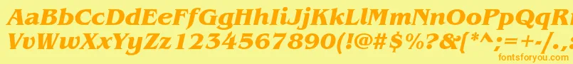 BenguiatstdBolditalic-Schriftart – Orangefarbene Schriften auf gelbem Hintergrund