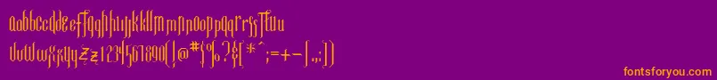 Luxembourg-fontti – oranssit fontit violetilla taustalla