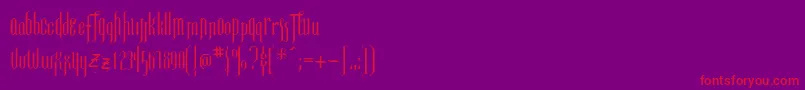 Luxembourg-Schriftart – Rote Schriften auf violettem Hintergrund