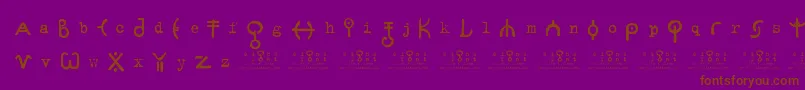 SignsZeichen2.0-Schriftart – Braune Schriften auf violettem Hintergrund