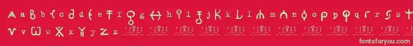 フォントSignsZeichen2.0 – 赤い背景に緑の文字