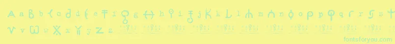 SignsZeichen2.0-Schriftart – Grüne Schriften auf gelbem Hintergrund