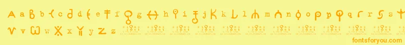 フォントSignsZeichen2.0 – オレンジの文字が黄色の背景にあります。