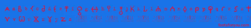 SignsZeichen2.0 Font – Red Fonts on Blue Background