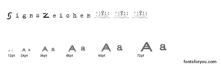 Размеры шрифта SignsZeichen2.0