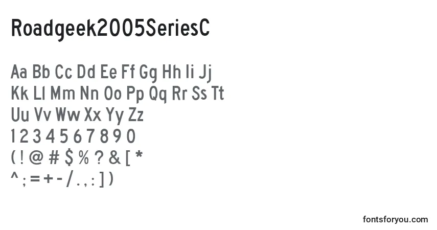 A fonte Roadgeek2005SeriesC – alfabeto, números, caracteres especiais