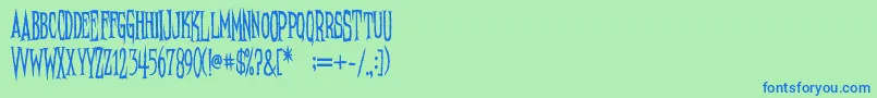 NeedleteethPsycho Font – Blue Fonts on Green Background