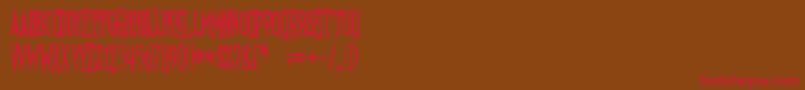 NeedleteethPsycho-Schriftart – Rote Schriften auf braunem Hintergrund