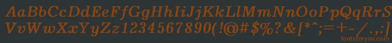JournalBoldItalic-fontti – ruskeat fontit mustalla taustalla