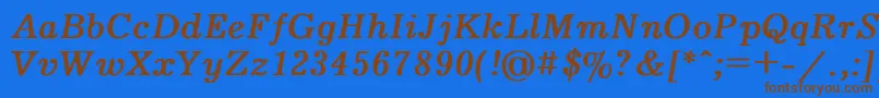 フォントJournalBoldItalic – 茶色の文字が青い背景にあります。