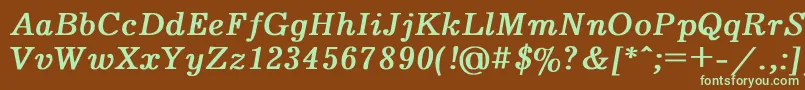 フォントJournalBoldItalic – 緑色の文字が茶色の背景にあります。