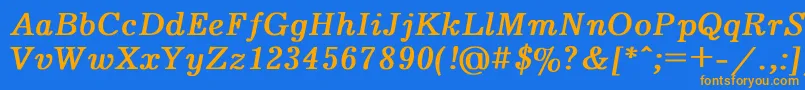 フォントJournalBoldItalic – オレンジ色の文字が青い背景にあります。