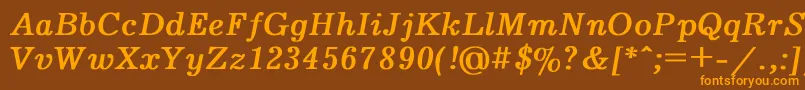 フォントJournalBoldItalic – オレンジ色の文字が茶色の背景にあります。