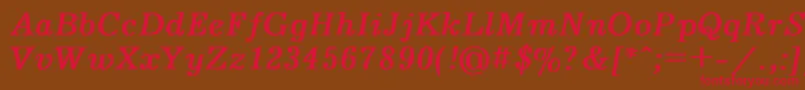 JournalBoldItalic-Schriftart – Rote Schriften auf braunem Hintergrund