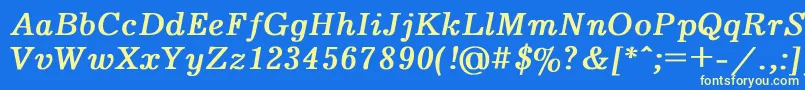 フォントJournalBoldItalic – 黄色の文字、青い背景