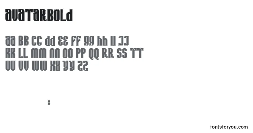 Шрифт AvatarBold – алфавит, цифры, специальные символы