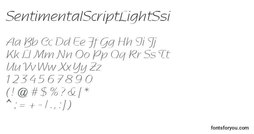 A fonte SentimentalScriptLightSsi – alfabeto, números, caracteres especiais