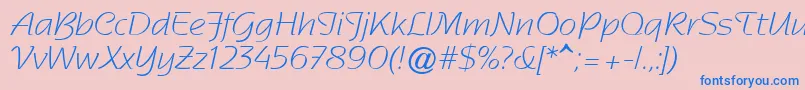 フォントSentimentalScriptLightSsi – ピンクの背景に青い文字