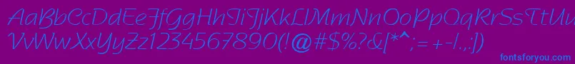 フォントSentimentalScriptLightSsi – 紫色の背景に青い文字