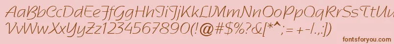 フォントSentimentalScriptLightSsi – ピンクの背景に茶色のフォント