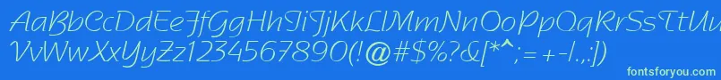SentimentalScriptLightSsi Font – Green Fonts on Blue Background